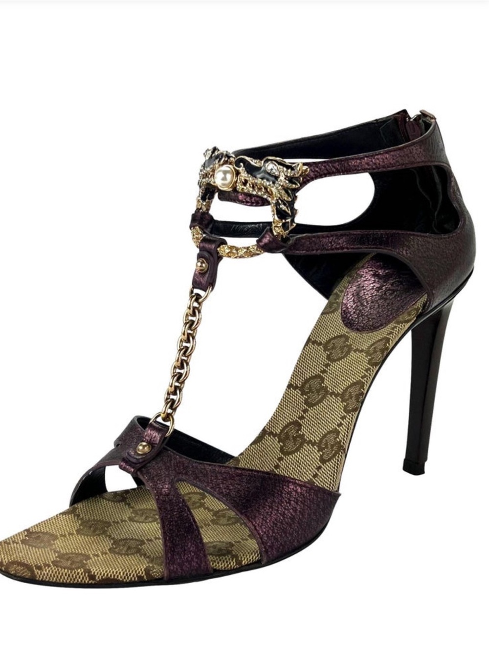 Gucci Rare Tom Ford Era dragon chain GG pumps sz 10
